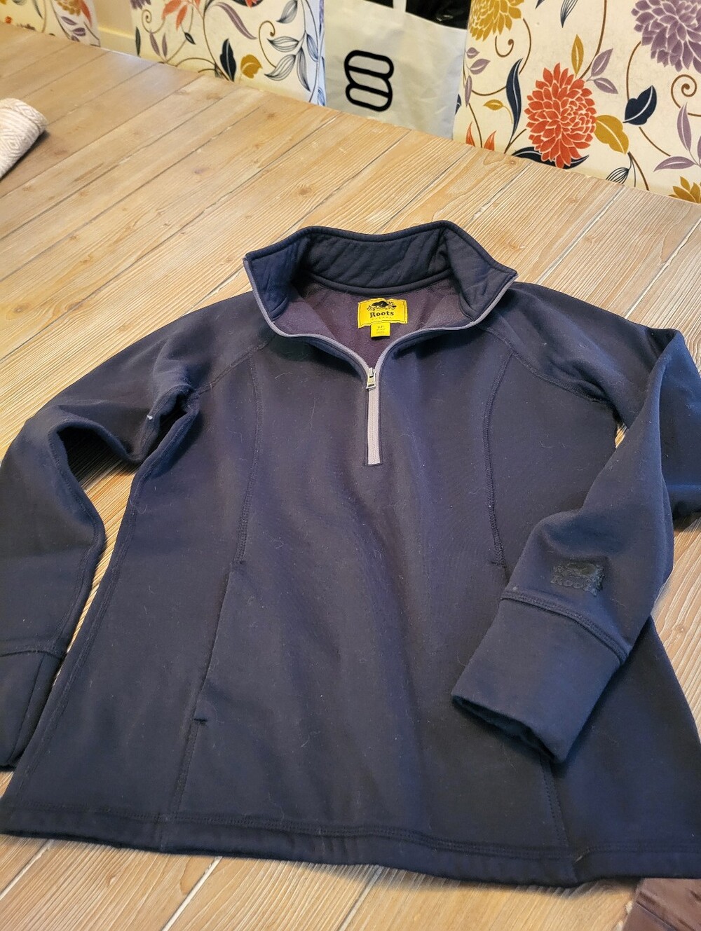 Roots Navy Quarter-Zip Cowl Neck Pullover